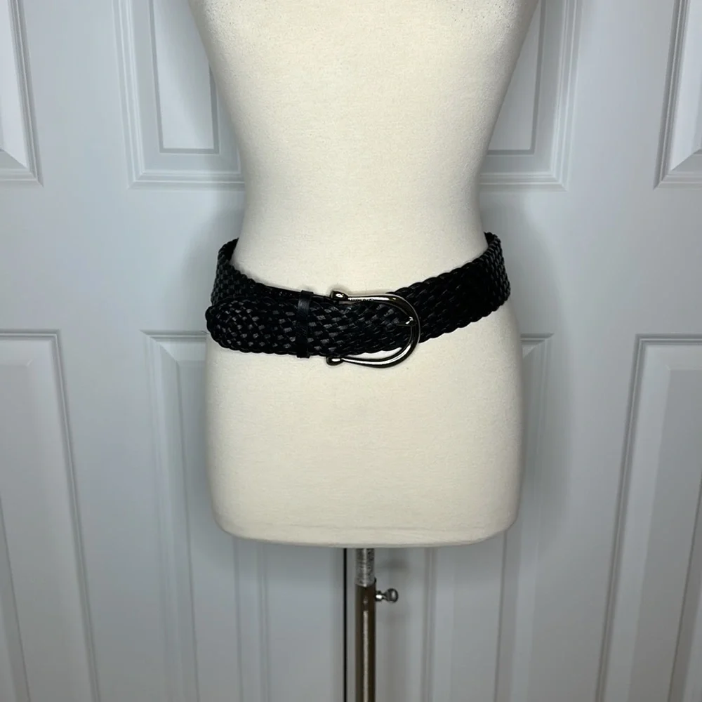 Michael Kors Black Woven Wide Leather Belt Small